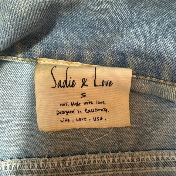 Sadie & Love Oversized Boho Floral Back Embroidery Denim Jean Jacket Size S - Picture 4 of 6